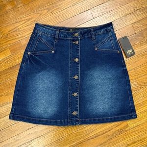 Frye Blue Jean Denim Culver Wash Skirt Button Down Sz 10 NEW